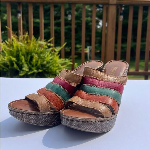 Born Women’s Size 8 Multicolor Open Toe Wedge Sandal - Picture 1 of 5
